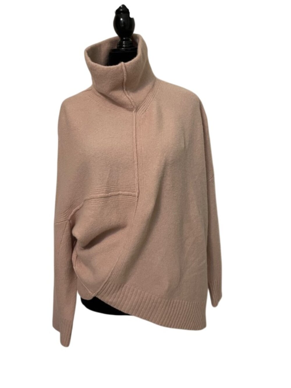 AllSaints Lock Roll Neck Sweater M Rose Pink Asymmetric Wool Yak Knit WK156T